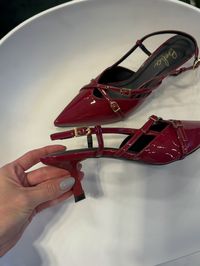 Scarpin Slingback Salto Kitten Heel Cereja Cherry - Belici