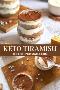 This keto tiramisu recipe is made with a combination of mascarpone cheese and coconut flour, making it perfect for ketogenic diet eaters!