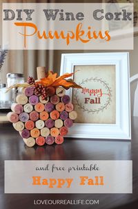 Happy Fall Y'all! Make your own wine cork pumpkin with my easy-to-follow tutorial! Plus, get a FREE Happy Fall printable!