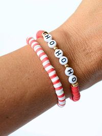 Ho Ho Ho bracelet set 2 stretch bracelets in the set - red and white color combo Letter beads spell out Ho Ho Ho Festive mix of Red and White Easy to wear and comfortable. So fun and festive! DISCOUNT APPLIED AT CHECKOUT/FINAL SALE!!!