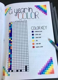 A "Year In Pixels" is a colorful way to track the year's moods, habits, or anything else. It's also very efficient, fitting all days of the year into a single page. Once you get all the squares filled in, it looks pretty and you can gain some insights into your moods. I made a printable v... #bulletjournal