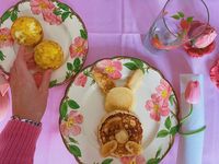 Having a festive table for Easter is a must! It’s so simple to add a little Easter touch and Spring feel. I used my Grandma’s china that she gave me, which is all hand painted. I added some faux tulips that I got from Amazon and then I made some egg…