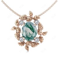 We are Pleased to welcome you in our Store-    TheLesBijoux Short Description about the item-  This Pendant is Made With a Oval Cut natural Moss Agate Gemstone and the accented stones in this Pendant., are the Moissanite to adorn the look of this beautiful Pendant.. a unique piece to wear occasionally or can be used regularly. Can be offered as a gift to your loved ones, to make them feel special. MATERIAL AVAILABILITY- ( 925 Sterling Silver/ 14k solid gold(white gold / rose gold / yellow gold?  950 Solid Platinum  We make sure that you know that you're getting high quality hand-made crafted jewelry when you purchase items from our store. This beautiful Pendant.. is made to order. Available in all the Required Materials. ( 925 Sterling Silver/ 14k/18k solid gold(white gold / rose gold / ye