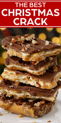 Christmas Crack is a buttery, sweet, and salty toffee treat. It is a favorite dessert at our house; after you try it, you will be yours too. #christmascrack #kippiathome