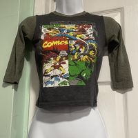 Marvel comics crop baby top! Captain America,... - Depop