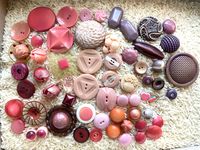 Celluloid vintage buttons pinks purples some plastic antique 4 oz. collector sewing quilting craft projects inlay tulips