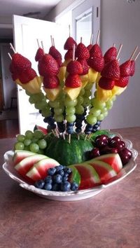 Fruit skewer platterFruit platter designsFruit recipesFruit dishes