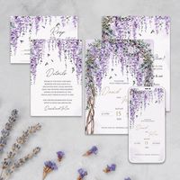 Wisteria  jacaranda Invitation suite  ----------------------------------------------------------------------------- DIGITAL FILES ONLY ----------------------------------------------------------------------------- Never used before? TRY BEFORE YOU BUY Copy and paste this url into your web browser: DEMO https://www.corjl.com/d/36MD0P THIS FILE IS AN EDITABLE DIGITAL FILE.  ------------------------------ EDIT YOUR ITEMS AT "Corjl.com" RIGHT AFTER PURCHASING * No waiting! You'll have access to your