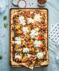 Sicilian-Style Pizza w/ Roasted Brussels Sprouts & Banana Peppers - Rhubarb & Cod