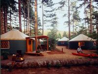 This is what I'm talking about. Some people want to own a B&B or an inn, I want to own a "glamp", a glamour camp with lush sheets, down comforters, fireplaces, etc.