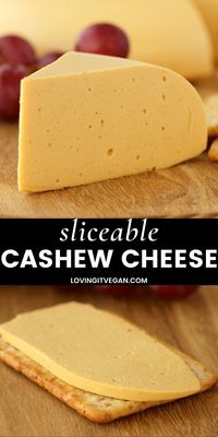 Vegan cashew cheese that is sliceable and perfect for a vegan cheese board! Full flavored, authentic looking and quick and easy to make too!