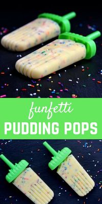 Easy to make, festive, and fun, these funfetti pudding pops will be a fun treat for the whole family. Kids especially love these! Get the popsicle recipe on RachelCooks.com!