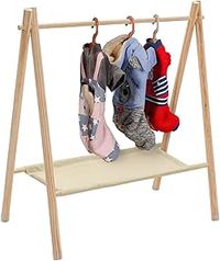 Morimoe Garment Rack for Pets/Dolls/Baby, Hanger Rack, Dress up Storage, Clothes Organizer, Wooden (Beige, Large)