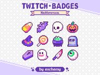 🎃 Halloween Premade Pixel Sub / Bit Badges for Twitch 🎃 Related items in the shop: ✦ Bat sub/bit badges : https://enchemy.etsy.com/listing/1709890765 ✦ Planchette sub/bit badges : https://enchemy.etsy.com/listing/1783925233 ✦ Witch sub/bit badges : https://enchemy.etsy.com/listing/1704088686 This is an instant digital download. Upon purchase, the files are immediately available for download and ready to use on your channel. You will get a .zip file containing all displayed badges in 3 sizes: (