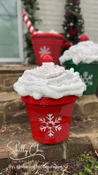 Content Creator: @shellychicboutique

Painted three plastic planters, sprayed insulation foam on top and sealed it and it adds so much festive fun to any holiday decor.