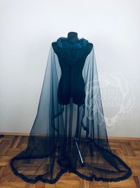 Navy Blue Tulle Hooded Cape, Lace Cape, Wedding Cape, Hooded Cloak, Cathedral Cape, Fantasy Cape, Fairy Cape, Ceremony Cape, Ethereal Cloak, Rose Edged Lace Scalloping a gift for the multi order Please read carefully the shop police and shipping terms Please ask about shipping terms if you want to get order before your event Make sure that address is correct, Shipping only to the address from ETSY option Your satisfaction is extremely important to me, please contact me before leaving negative or