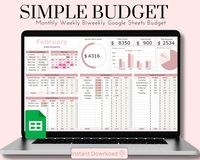 Budget Spreadsheet Google Sheets| Expense Tracker| Bi-Weekly| Monthly Budget| Personal Finance Planner| Weekly Paycheck| Expense tracker freebudgetprintables #digitalplanneripad📒