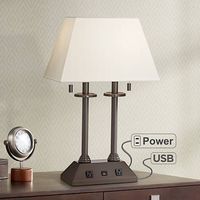 Charlton Bronze Workstation Desk Lamp with Outlets and USB