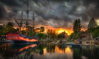 Great evening view of the Colombia on the Rivers of America