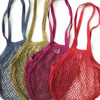 Farmers Market String Bags are made from 100% cotton and are perfect for any excursion. From the Farmers market to the beach, this light-weight bag will stretch and expand to fit fruits and veggies, flowers, bread, wine, etc. The open weave design allows air to pass through. Handle Size: 0.75"W x 13" Drop Length Capacity: 40 lbs Care Instructions: Machine wash cold, hang dry Eco-Friendly - Lead free dye - Fair Wage - Fair Labor - Made in India Choose your color in the drop-down menu.