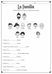 La Familia Spanish Worksheets