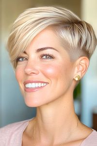 Save this pin for the best pixie haircuts for thick hair. Make a statement with this edgy yet polished pixie with undercut. The deep side part creates gorgeous asymmetry, while the undercut keeps thick hair manageable.