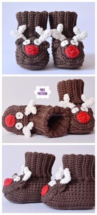 Crochet Christmas Reindeer Boots Free Crochet Pattern