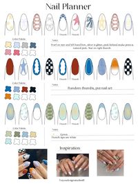 Nail art planning made digitally and easily. More space and more ideas in one go. This planner includes a color palette, and a inspiration space at the bottom. If youre a nail tech and want to build a following online and gain more clients. You're gonna have to be good at your craft.  The best way to get better is to practice your nail art and plan on paper first before you waste your products. If you have an iPad or don't, nail templates are a nail tech's essential! They can also be printed out