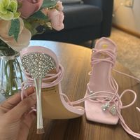 Ego Pink Heels With Rhinestones And Hearts Uk 6 It Fits Like 7.5 Or 8 Accepting The Best Offer Moving Out, Needs To Go Asap