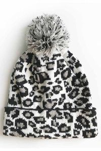 Lovin' Leopard Pom Beanie Hat - White