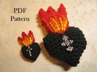 PDF crochet pattern- Mexican folk art milagritos sacred heart. $5.00, via Etsy.