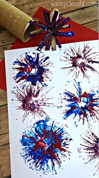 Toilet Paper Roll Fireworks Stamp Craft for Kids - Great for a 4th of July art project!