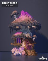 A poison mushroom house design in Minecraft. Download my builds on Patreon !