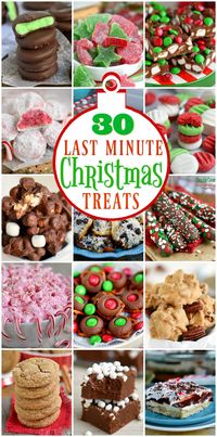 30 Last Minute Christmas Treats that you can make just in time for Christmas! Lots of great recipes here that take just a handful of ingredients and less than 15 minutes! // Mom On Timeout #christmas #holidays #treats #sweets #recipes #christmasrecipes #candy #fudgy #mint #peppermint