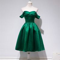 Off Shoulder Hunter Green Short Party Dresses Semi