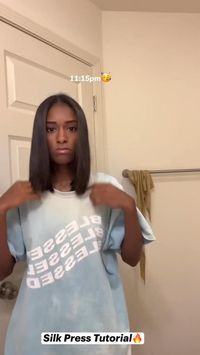 She slayed this! 😍👏🏾  Such a silky and shiny at-home silk press by @chelseyspage 🔥 The blowout was so bouncy, the flat iron took it to the next level, and she wrapped it so effortlessly! 👌🏾  Does your hair turn out this silky when you straighten it or do you need to hit the salon for this type of result? 🤔   blow out, silk press, flat iron, curly hair, team natural, healthy hair journey.