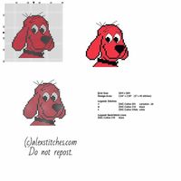 Clifford red big dog cartoon in forty stitches cross stitch bibs idea - free cross stitch patterns by Alex