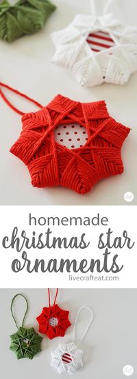 Homemade Christmas Tree Star Ornament With Yarn | Live Craft Eat