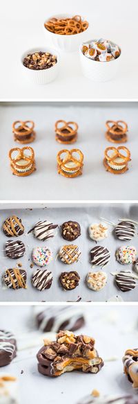 Chocolate Dipped Reese's Pretzel Bites - only 3 ingredients to make these delicious treats! They are the perfect sweet and salty combination!