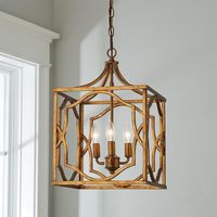 Aged Gold Modern Fretwork Frame Lantern - Small