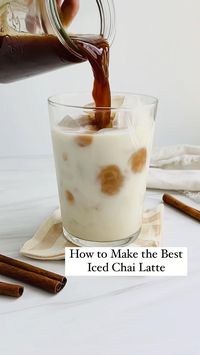 This Iced Chai Latte is made with simple ingredients that you probably have on hand! The chai concentrate will keep for up to 5 days in your fridge, so you can enjoy this iced drink in just minutes all week long.  Find the full recipe in the comments.