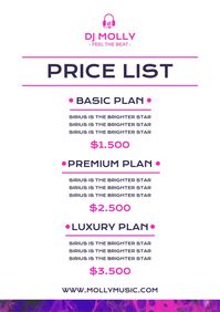 Modern Pink DJ Molly Price List