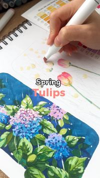 🌷Brighten up your space with this vibrant tulips painting! 🎨 Created with Ohuhu markers, this artwork brings the beauty of spring indoors. Perfect for any room, this piece adds a pop of color and a touch of nature to your decor. 🖼️ #OhuhuMarkers #TulipsPainting #SpringDecor