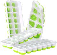 DOQAUS Ice Cube Trays 4 Pack, Easy-Release 56 pcs Ice Cubes Maker with Spill-Resistant Removable Lid, LFGB Certified and BPA Free, Stackable Flexible Silicone, for Baby Food, Cocktail, Coffee
