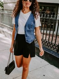 Mixing and matching pieces from your capsule wardrobe could be just the refresh you need. Try adding a denim vest to your early fall outfit look. Pair it with your favorite white tee and black mini skirt and add your favorite accessories creating a chic look you'll want to wear again!