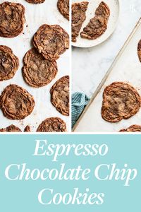 Espresso Chocolate Chip Cookies #purewow #chocolate #cookie #food #snack #easy #baking #recipe #sweet #coffee #cooking #dessert