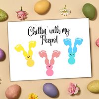 Chillin With My Peeps footprint art printable is the perfect Easter Bunny craft for babies, toddlers, and kids! Included in your digital download: (1) PDF of "Chillin with My Peeps" with space to place footprint or handprint for customization (1) PDF of "Chillin with My Peeps" Sample Page, showing handprint or footprint placement These Peep Bunny footprint art printables are simple and fun ways to create cute art projects with your kids. Just print the PDF/page you desire, add your child's handp