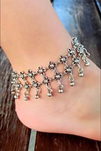 Silver anklet , Gypsy Boho Jewelry, Antique silver plating,  Anklet Bracelet, Dainty Anklet, Minimalist Dangling anklet,Cute dangling anklet by Beadsinbasket on Etsy