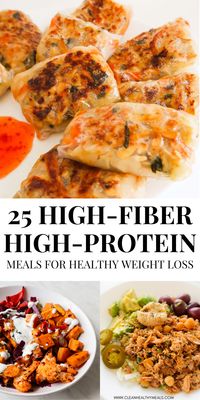 These high-fiber high-protein meals will keep you satiated! These are perfectly balanced healthy recipes for breakfast, lunch and dinner!