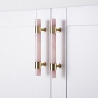 Natural Marble/Crystal + brass T Bar Cabinet handle and Knobs Kitchen Cupboard Door Pulls Furniture